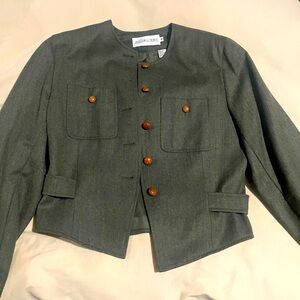 JH COLLECTIBLES Olive Green 100% Wool Blazer